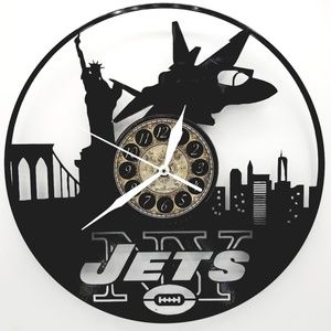 NEW YORK JETS vinyl record clock
